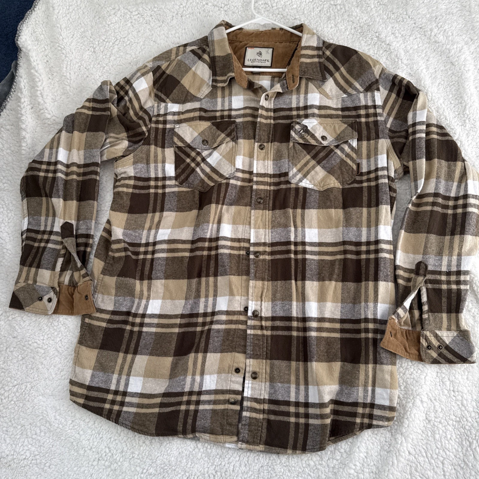 Legendary Whitetails Flannel Shirt Mens 2XT Buck Camp Plaid Hiking Hunting