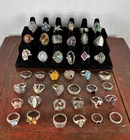 250 Grams Vintage Lot Of 42 Sterling Silver .925 Rings. Estate Jewelry
