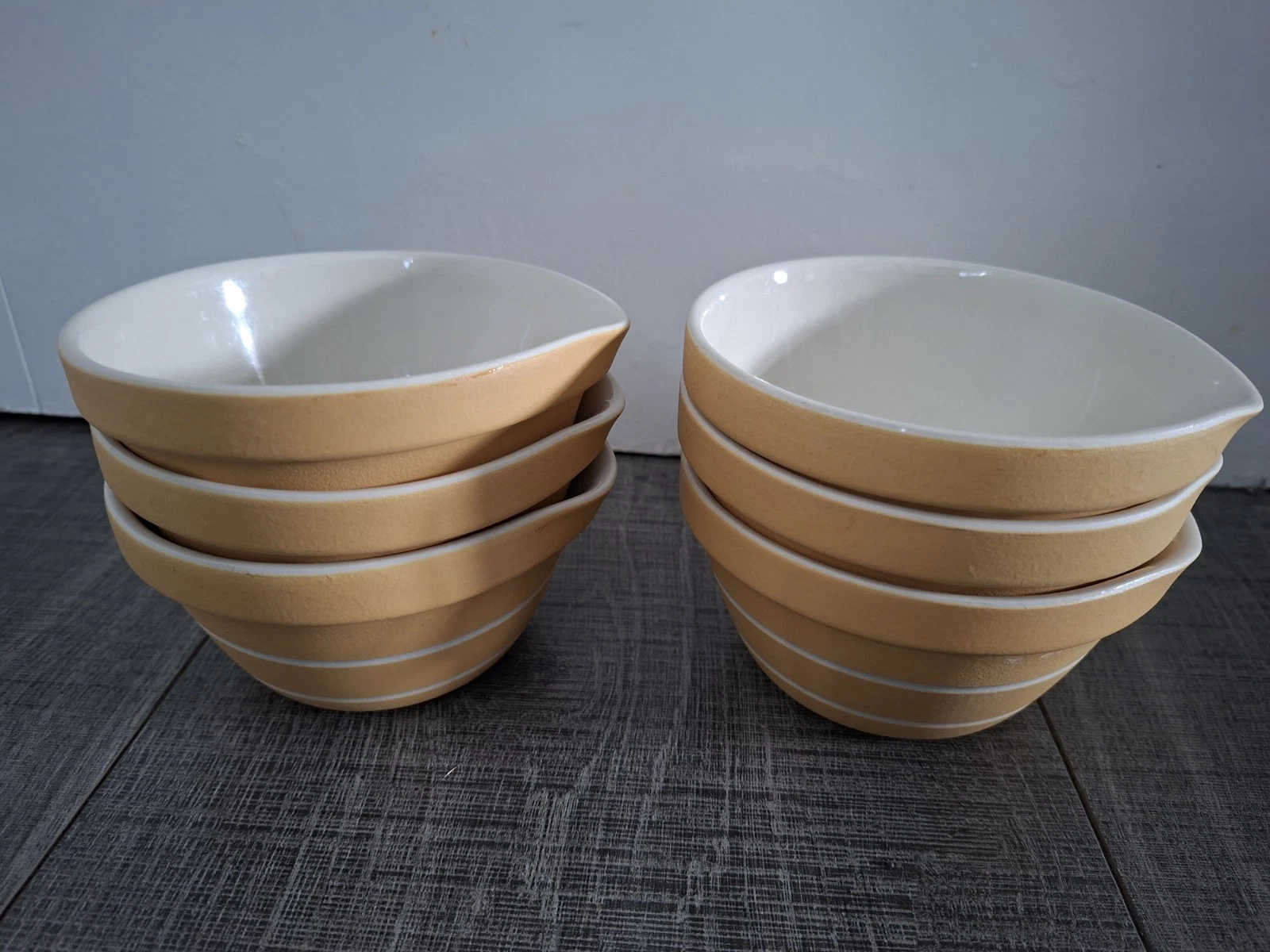 Mason Cash Yellow Mixing Bowls X6 Small Batter Bowls England Pouring Lip GUC