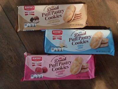 Benton's European Cookies Danish Puff Pastry Cookies 3 Flavors 3.95oz (3 Bags) 