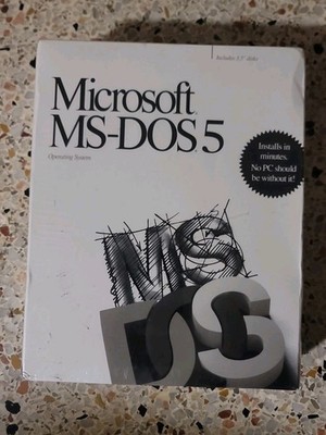 Vintage Microsoft MS-DOS 5 Operating System 3.5'' Disks 1991 - SEALED NEW