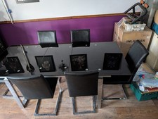 Glass And Chrome Table And Faux  Leather Chairs