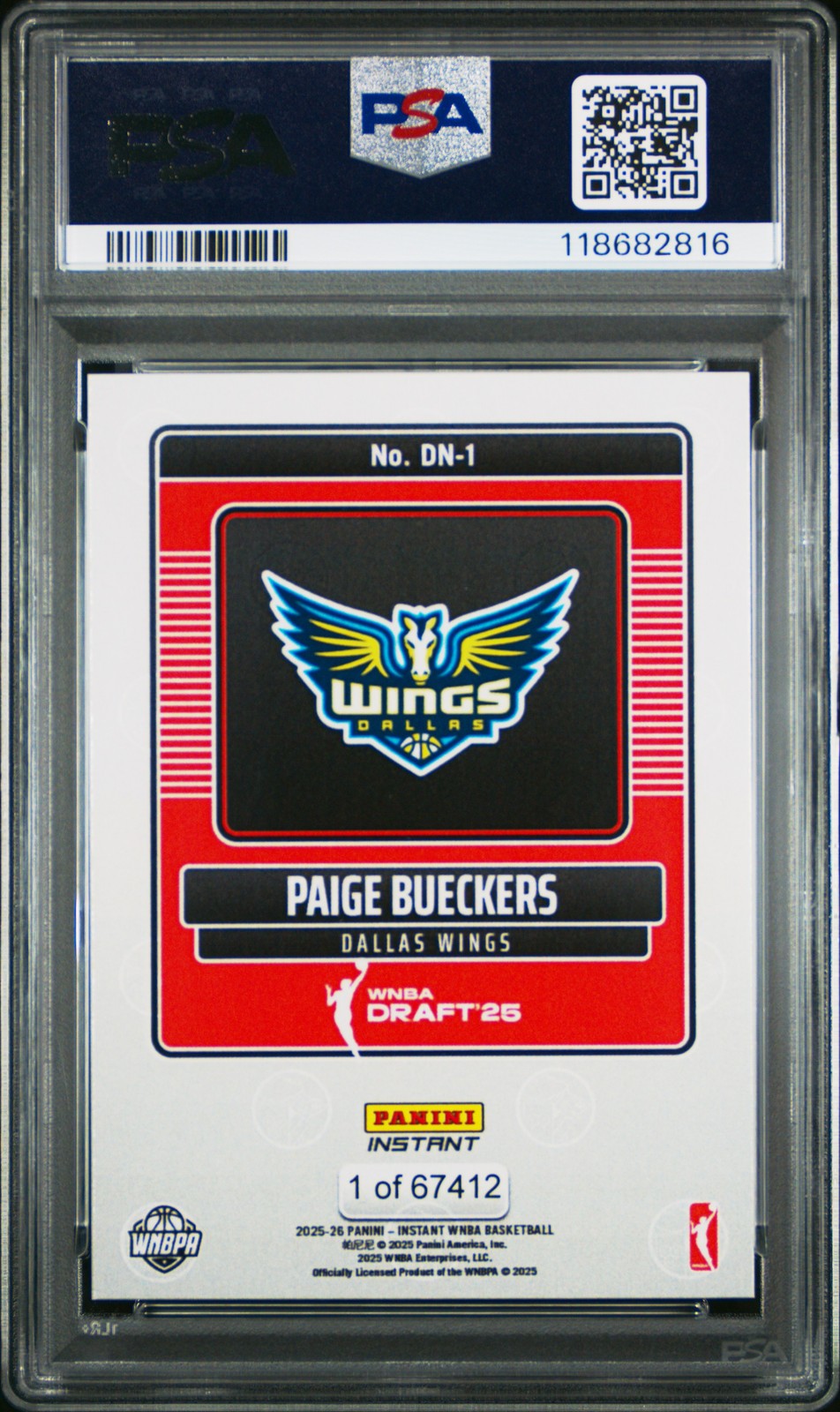 2025 PANINI INSTANT WNBA DRAFT NIGHT #DN1 PAIGE BUECKERS PSA 10 view 2