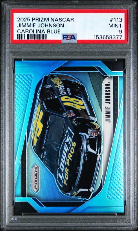 2025 PANINI PRIZM NASCAR CAROLINA BLUE #113 JIMMIE JOHNSON 7/49 PSA 9