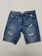 Pull&Bear Men Blue Animal Denim Shorts Size 4...
