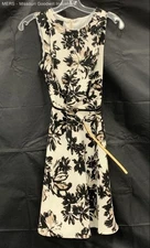 Ab Studio Sleeveless Belted Floral Shirtwaist Shift Cocktail Dress Size 2