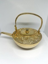 24K GP Gold Plated Decorative Teapot Phoenix Chrysanthemum 11cm