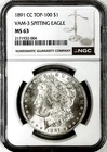 1891 CC MORGAN SILVER DOLLAR SPITTING EAGLE VAM3 NGC MS63 BRIGHT WHITE COIN