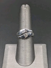 Vtg Siam Sterling Silver Dancer Goddess Niello Scallop Bypass 925 Ring Sz 7 Adj