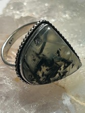 Green Moss Agate on Sterling Silver Ring