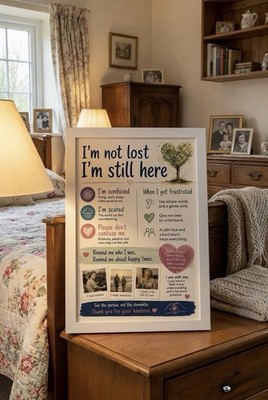 Personalisiertes Demenz Poster Kunstdruck A4 gerahmt I m Not Lost I m Still Here 