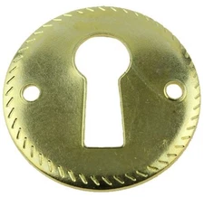 Round Escutcheon Plate - Brass Plated with Rope Edge
