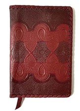 Vintage Red Leather Book Journal Notebook Cover Embossed Fits 7.25  X 5  Nice 