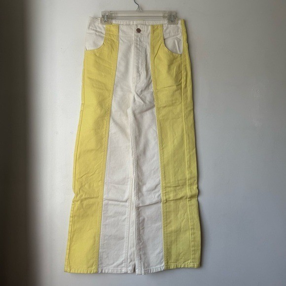 Urban Outfitters BDG High & Wide Yellow & White Colorblock Jeans 27"