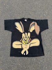 Vtg 90s Wile E. Coyote Road Runner Shirt Looney Tunes Shadow All Over Print AOP