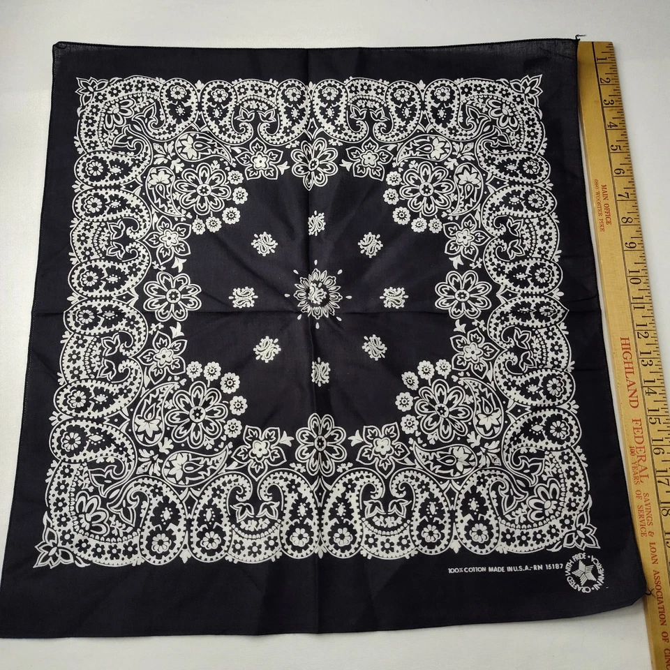 2x Pañuelo Paisley 100% Algodón Pañuelo De Colección Negro y Azul Marino Hecho en EE. UU. Foto 4 de 4