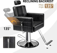 Reclining Barber Chair Hair Salon Chair with Heavy Duty Hydraulic PUM Beauty SPA