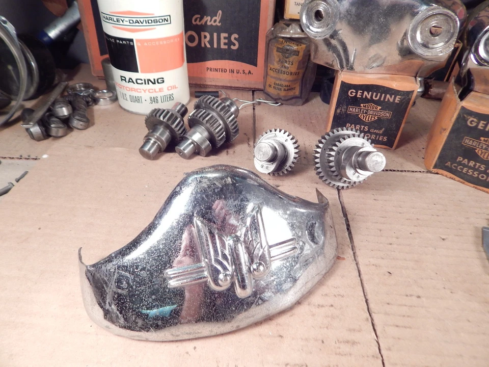 Harley Springer 1948 original latón guardabarros punta Panhead Flathead Servicar G WL Foto 2 de 4
