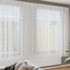 Gardinen Stores Vorhang Langstore Gardine mit Kräuselband Voile weiß transparent