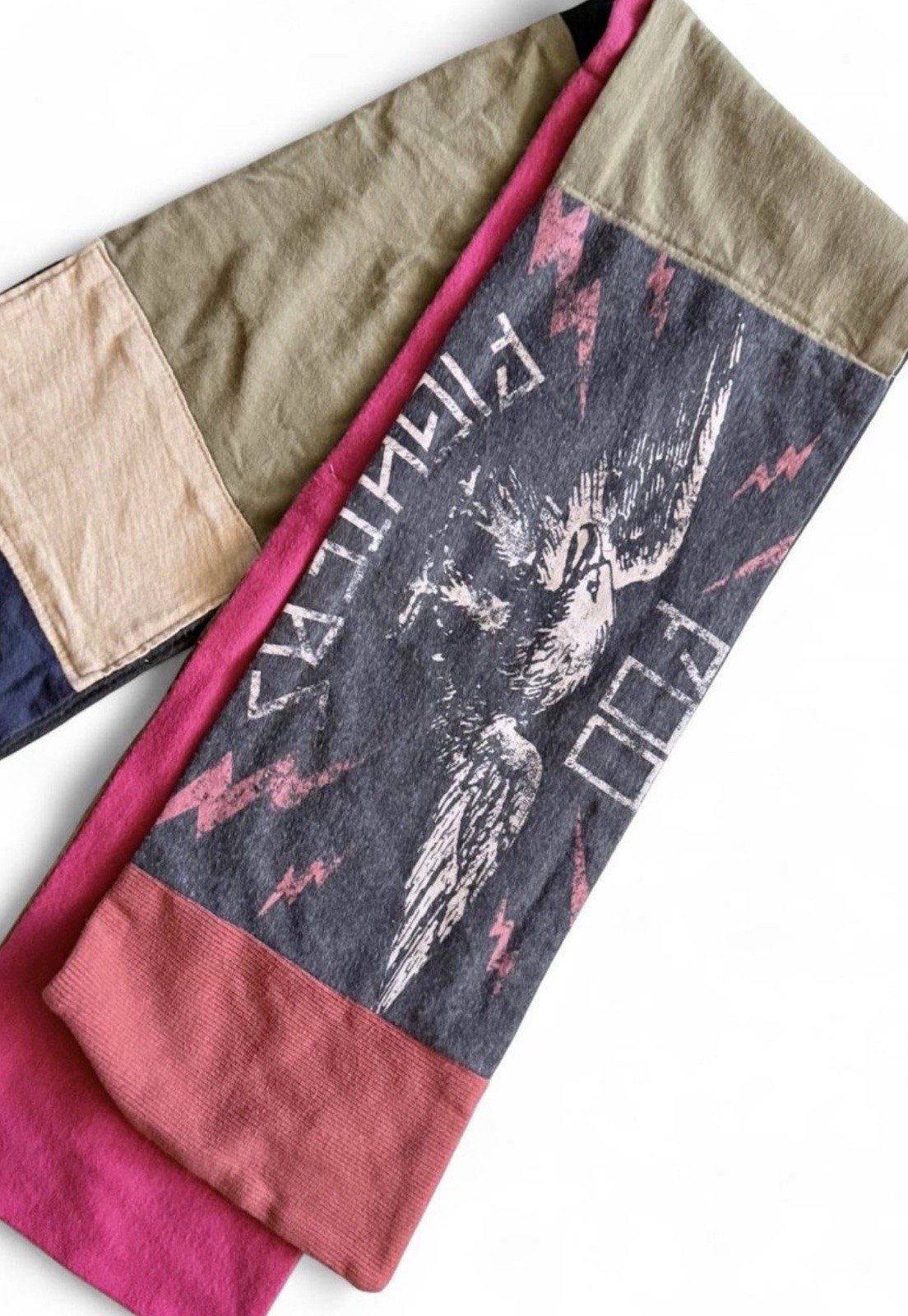 Reworked Foo Fighters Patchwork Scarf Upcycled Ba… - image 1