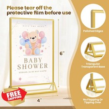 Acrylic Gold Sign Holders 4x6 Double Sided Photo Frame 12 Pack 