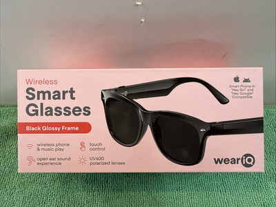 New WeariQ Wireless Smart Glasses Bluetooth, Black Polarized Lenses,