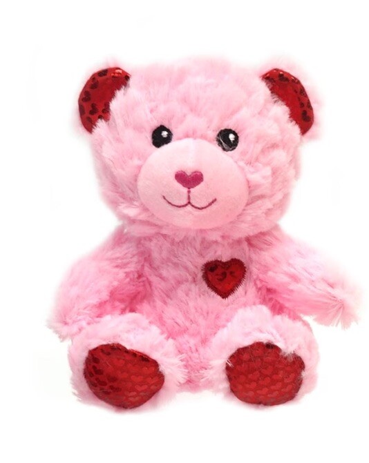 Valentine's 6In Pink Embroidered Face Plush Sitting Bear Stuffed Toy