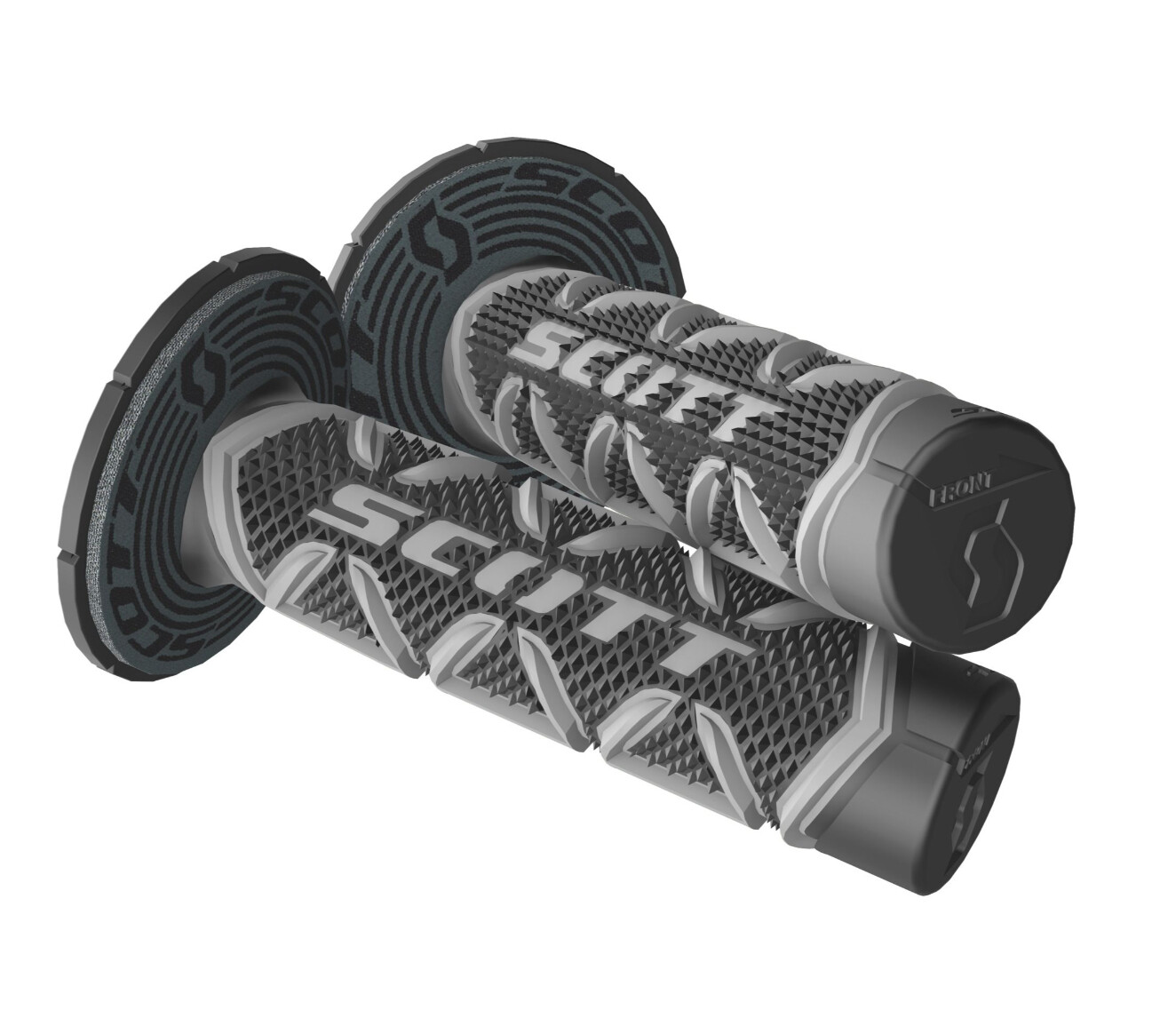 SCOTT DIAMOND HANDLEBAR GRIPS GREY BLACK WITH DONUTS MOTOCROSS DIRTBIKE