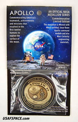 APOLLO-14 - 50th Anniversary - LUNAR FLOWN METAL - NASA MEDALLION