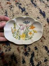 Vintage 1974 Day Lily Fine China Soap Dish with Flowers