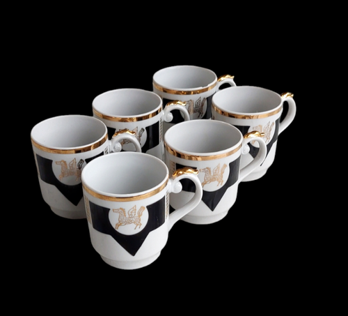 Juego completo de té/café PEGASUS de porcelana de la década de 1970 blanco y negro Sumy Factory - Imagen 14 de 16