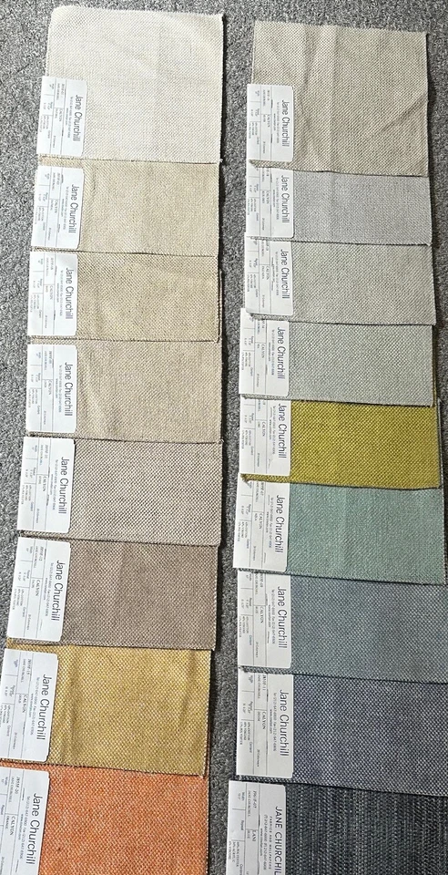Jane Churchill Fabric Samples Lot of 17 Beige Blue Taupe Sand Silver Gold Crafts - Image 2 of 4