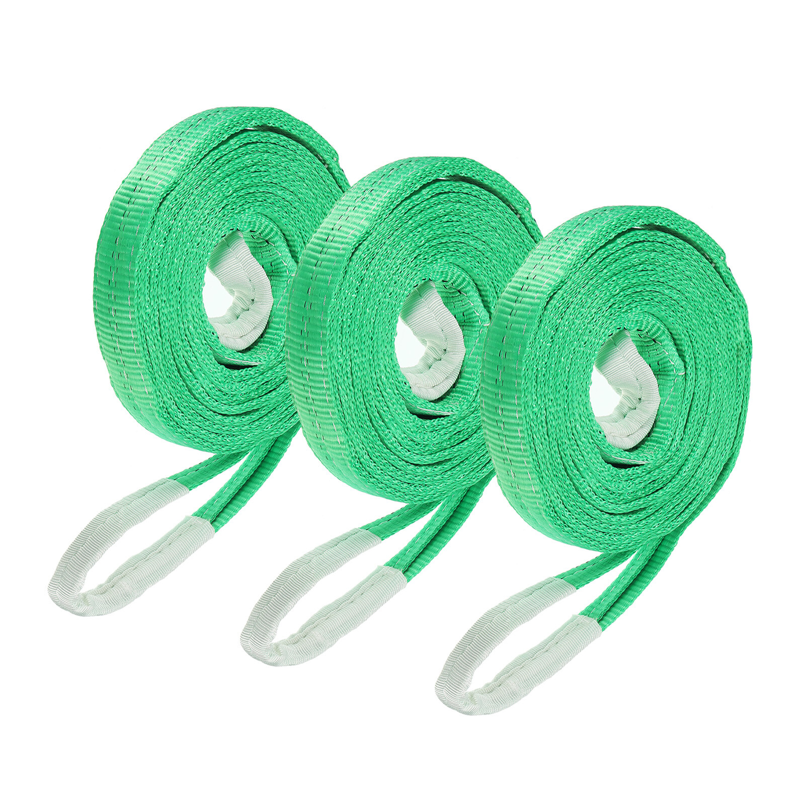 3 Pcs Lifting Slings Straps Polyester 19ft Flat Lifting Belts(4409lbs) Green