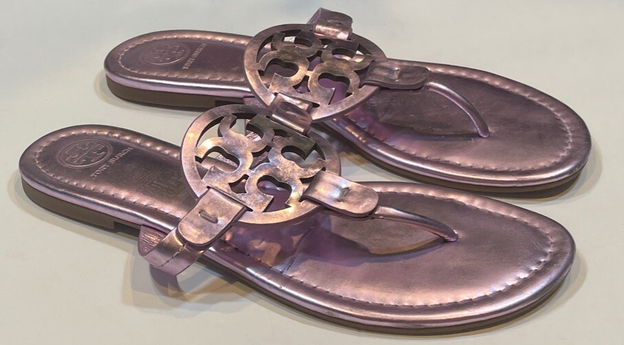 *TORY BURCH* ミラー メタリック ミュール Tory Burch Miller Metallic Mirror Rosa Leather Sandals Sz 7