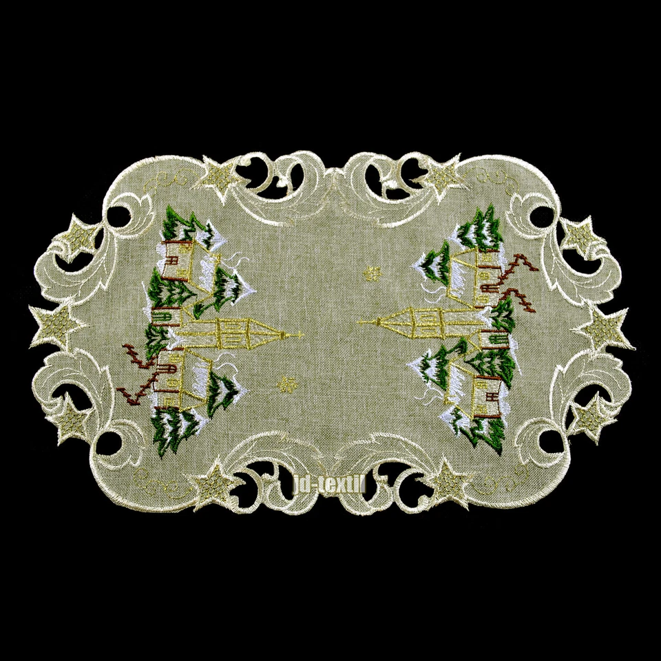 Weihnachten Tischdecke Tischläufer Tischband Mitteldecke OLIVGRÜN Stickerei