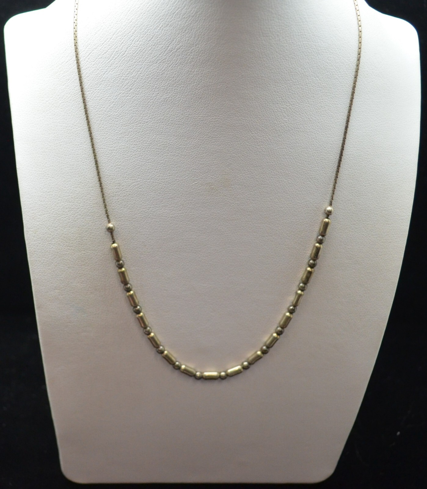 Sterling Silver Pretty Chain w/ Patterned Beads N… - image 1