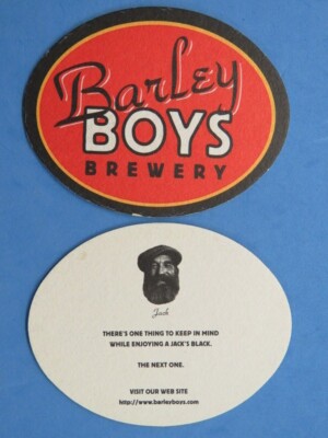 Beer COASTER ~ BARLEY BOYS Brewing Jack's Black Ale ~ Omaha, NEBRASKA ** CLOSED