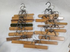 Lot of 19 Vtg Tan Wooden Pants Skirts Clamp Hangers Setwell Union 3 Walker Blank