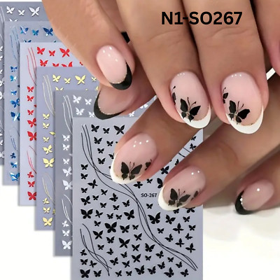 3D Butterfly Nail Stickers   Self-Adhesive Nail Art Decals for Manicure & DIY Na