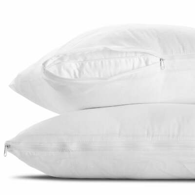 2er Pack weiße Kissenschoner 50x75 cm | Hypoallergen, Reißverschluss, Polycotton
