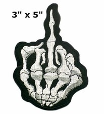 SKELETON MIDDLE FINGER PATCH Funny Embroidered iron-on / sew-on Vest Jacket