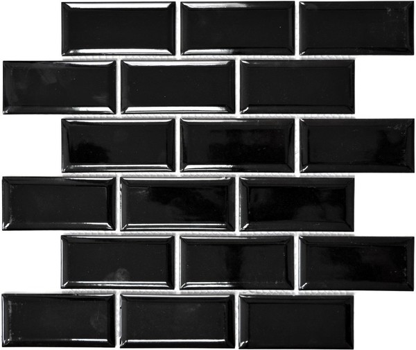 Keramikmosaik Schwarz Fliesenspiegel Dusche KüChe Wand 26M-0303 |10 Mosaikmatten-image