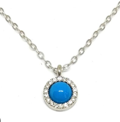 Lia Sophia ''Candy Dots'' Blue Resin Bead Cut Crystal Accents Silver Tone Necklace