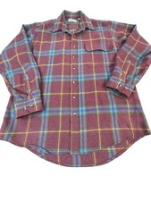 Vintage Sears Roebuck flannel shirt Men  s sz L flap pocket USA Plaid Button