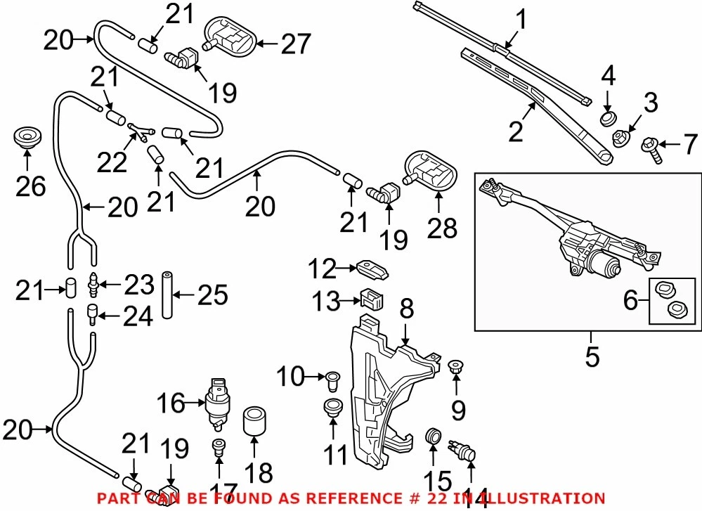 Genuine OEM Windshield Washer Hose Connector For VW/Audi 5TA955873 