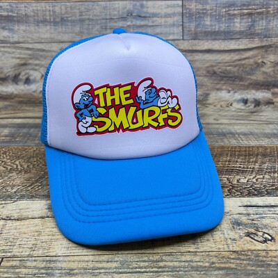 The Smurfs Mens Trucker Hat Blue Vintage Comics Adjustable Baseball Cap