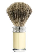 Pure Badger Imitation Ebony Chrome Plated Shaving Brush By EDWIN JAGGER