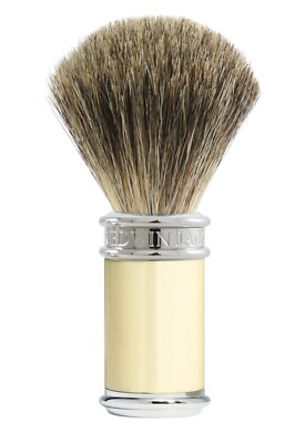 Pure Badger Imitation Ebony Chrome Plated Shaving Brush By EDWIN JAGGER