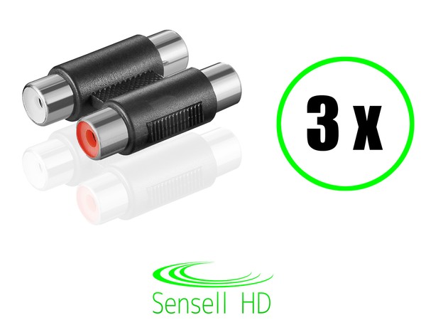 Sensell 3 Audio Stereo Adapter 2X Cinch 2X Rca Buchse Chinch Verbinder Kupplung-image