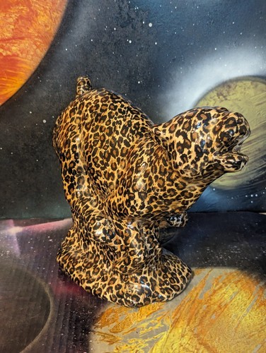Vintage Ceramic Cheetah Jaguar Big Cat Spotted Leopard 11” x 8" Africa Sculpture - Picture 3 of 11
